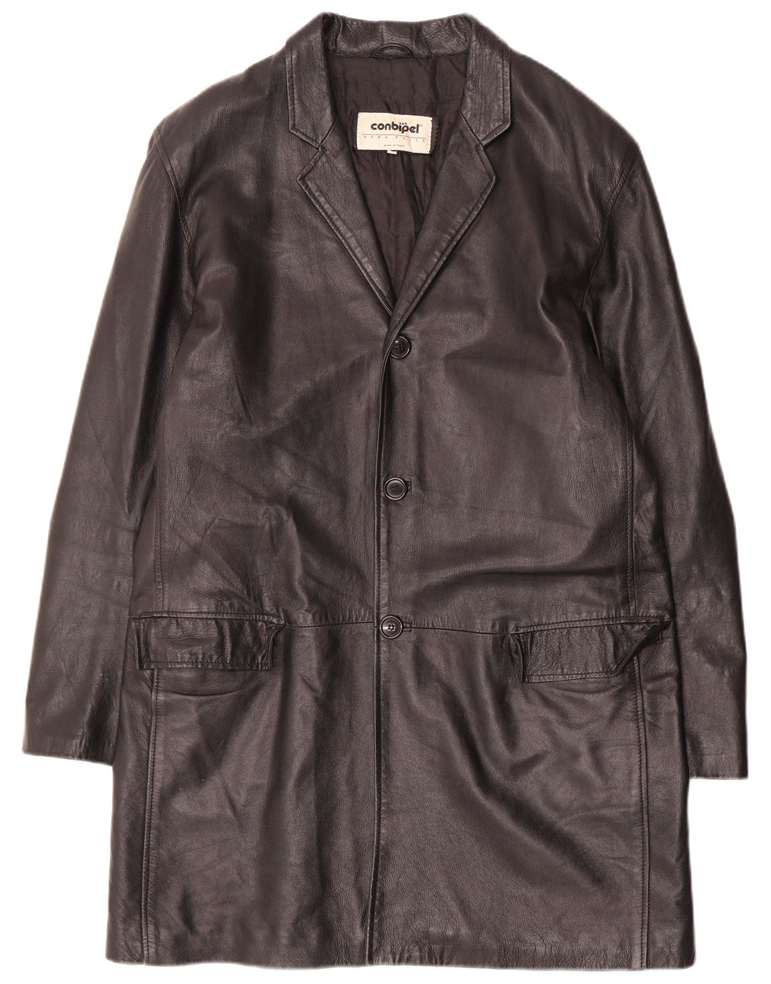 Conbipel Abrigo de cuero para hombre IT 52 Large Black