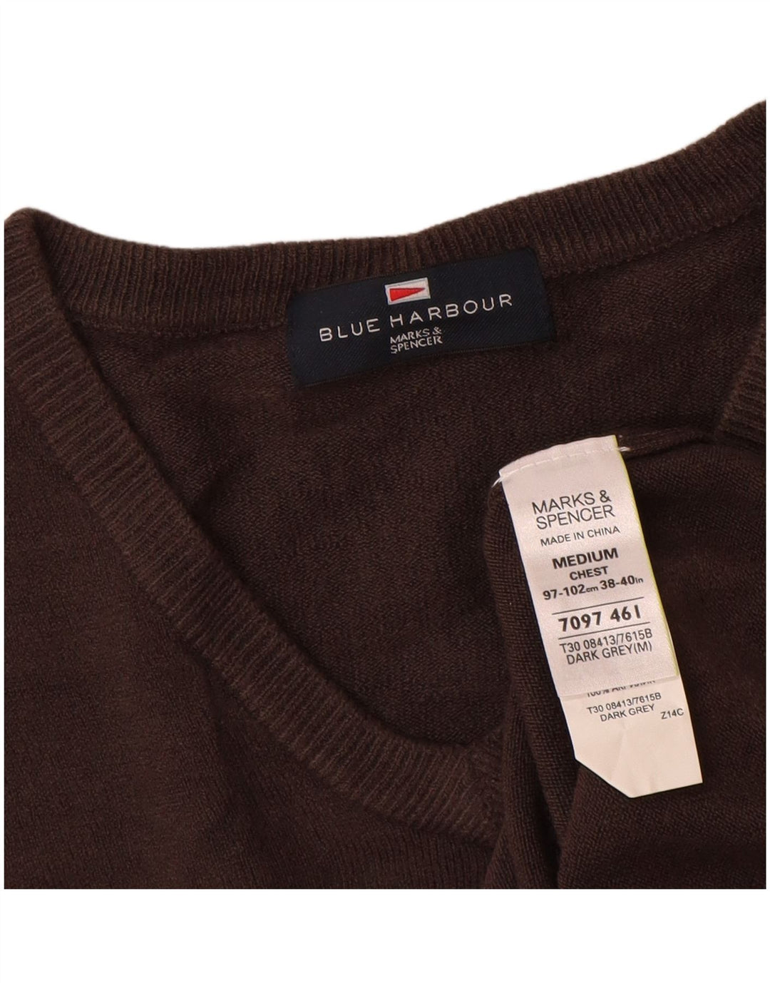 Marks & Spencer Suéter Azul Harbor con Cuello En V para Hombre Acrílico Gris Medio