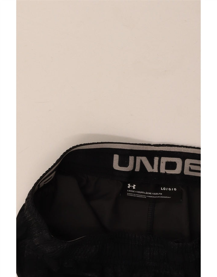 UNDER ARMOUR Pantalones cortos deportivos para hombre grande negro geométrico