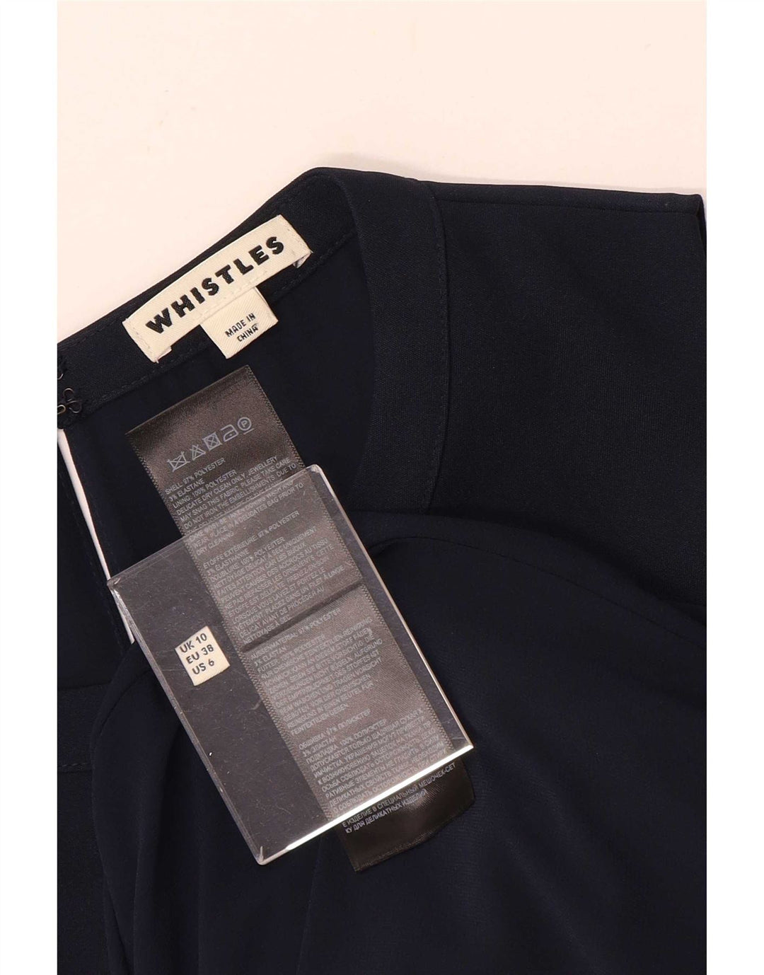 Whistles Vestido con hombros descubiertos para mujer UK 10 Small Poliéster azul marino