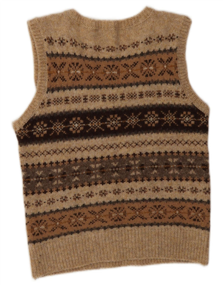 MOLOH Chaleco para mujer Camiseta sin mangas Talla 1 Pequeño Marrón Fair Isle Lana Clásico