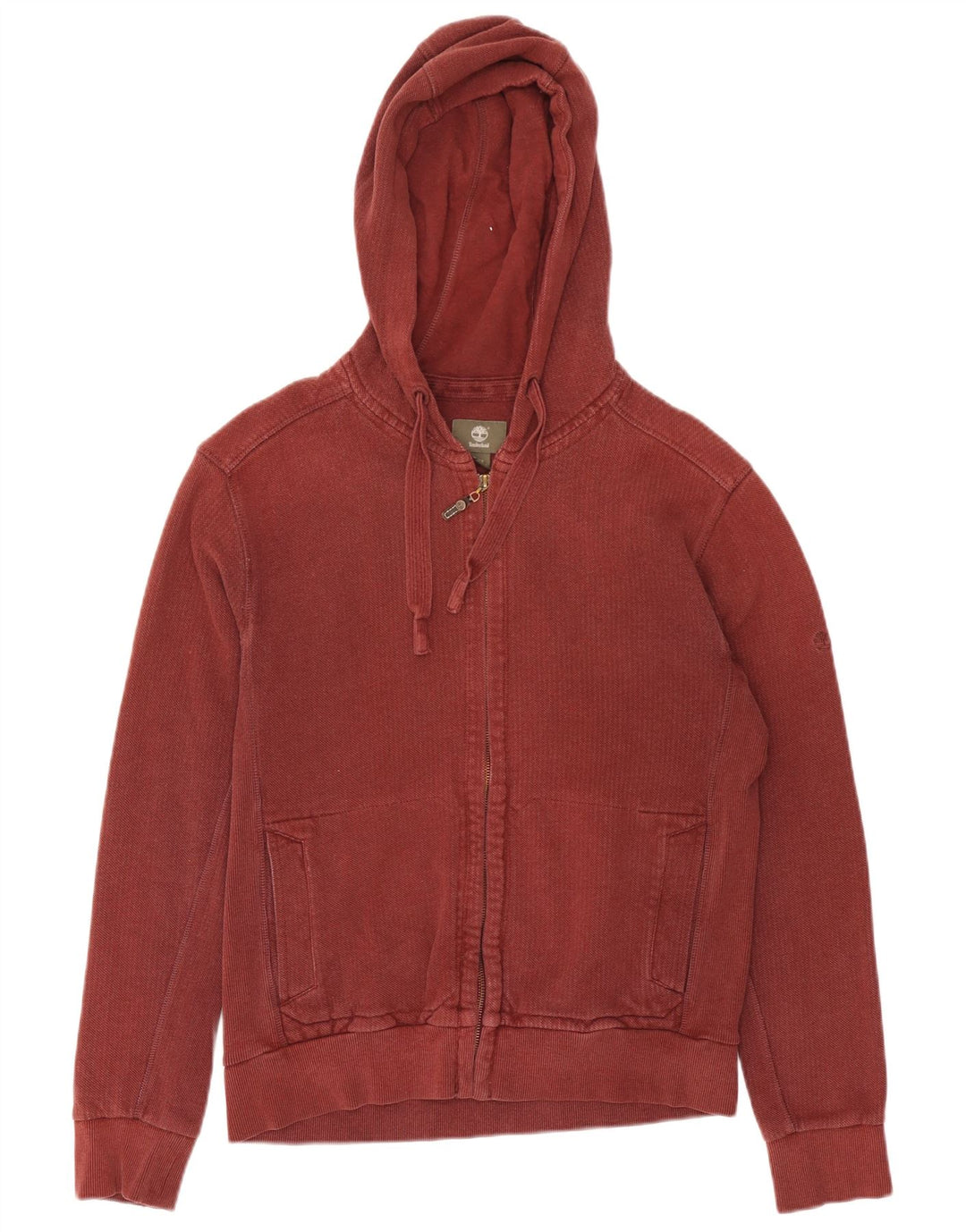 Timberland Suéter con capucha y cremallera de corte regular para hombre, color burdeos mediano