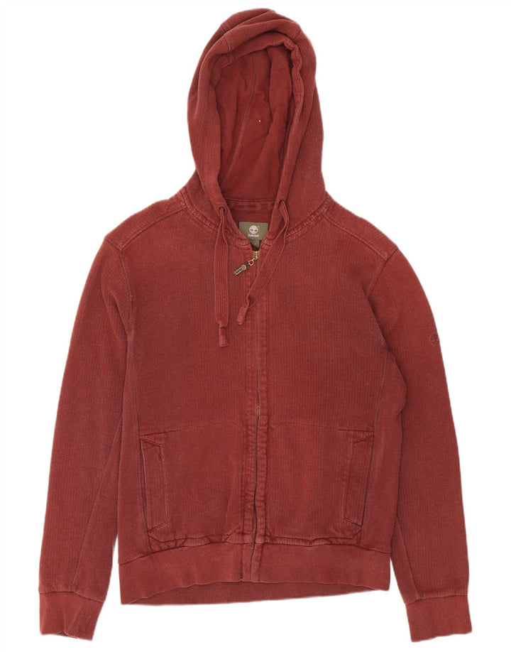 Timberland Suéter con capucha y cremallera de corte regular para hombre, color burdeos mediano