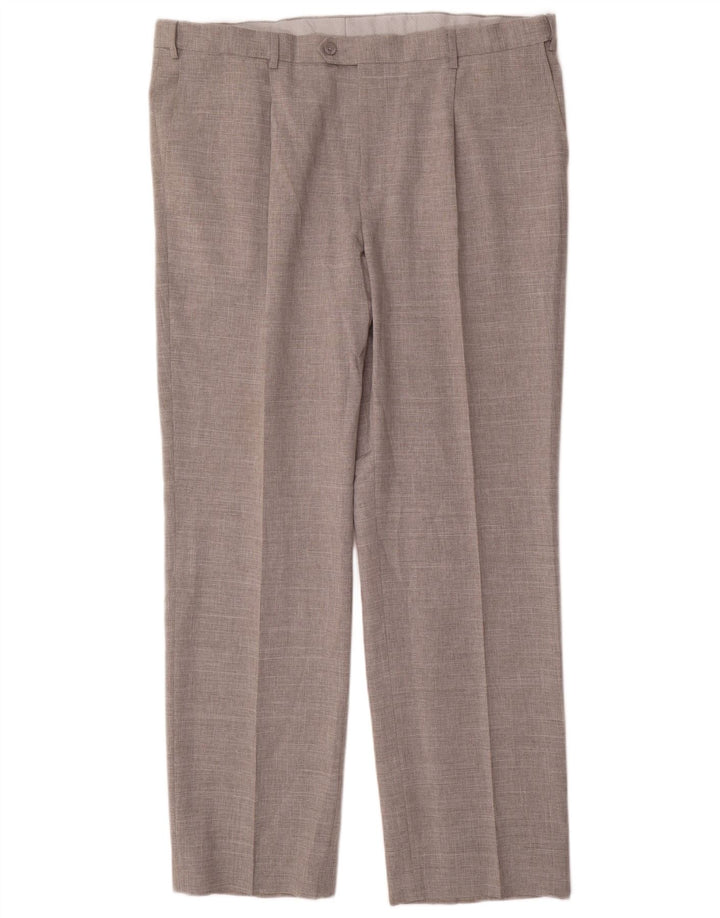 Marks & Spencer Pantalón de traje recto para hombre W42 L33 Poliéster gris