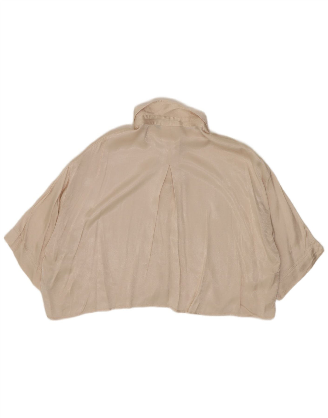 Zara Mujer Crop Blusa Camisera Extragrande UK 10 Small Viscosa Beige