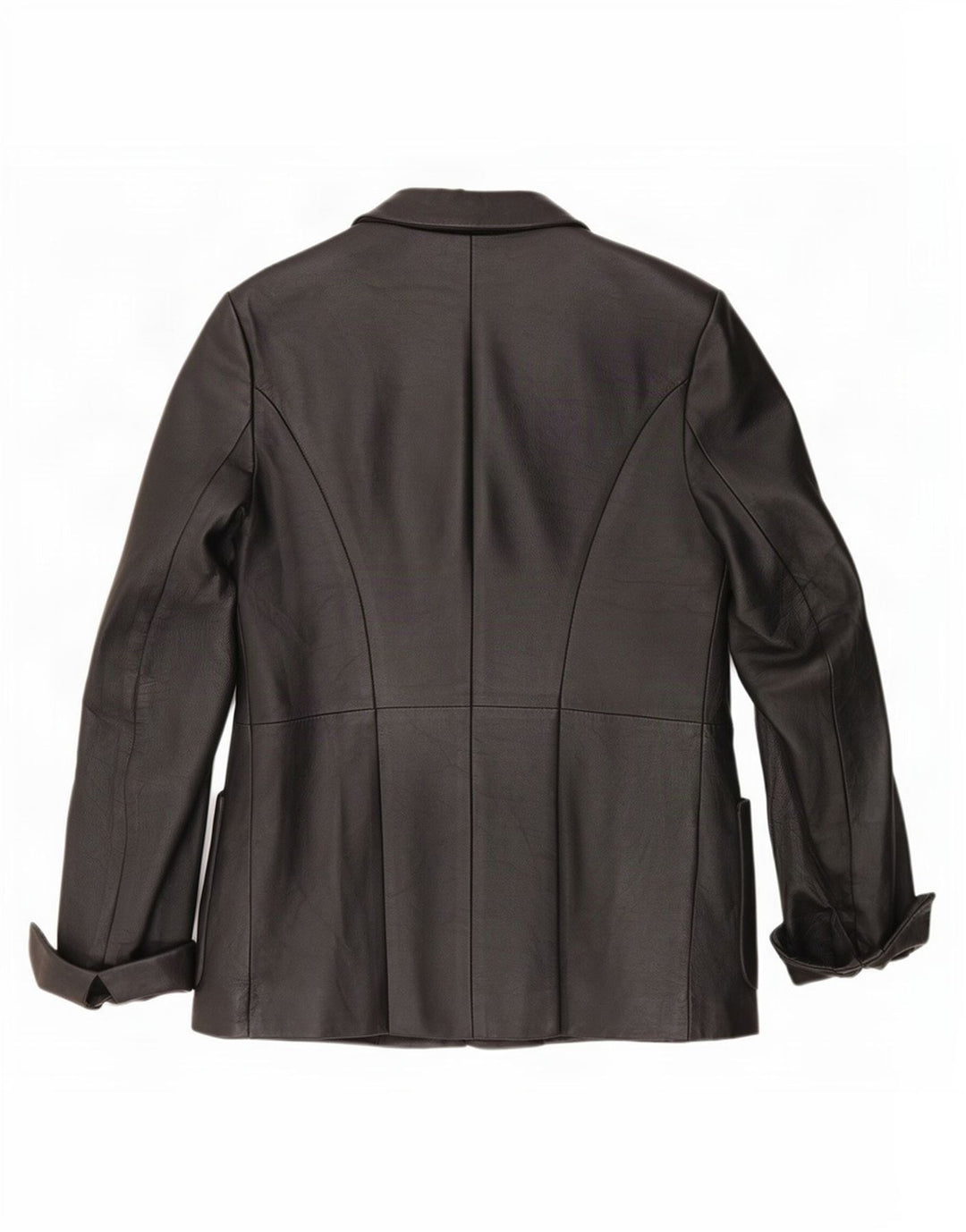 Vintage mujer 3 botones cuero Blazer chaqueta IT 46 grande negro