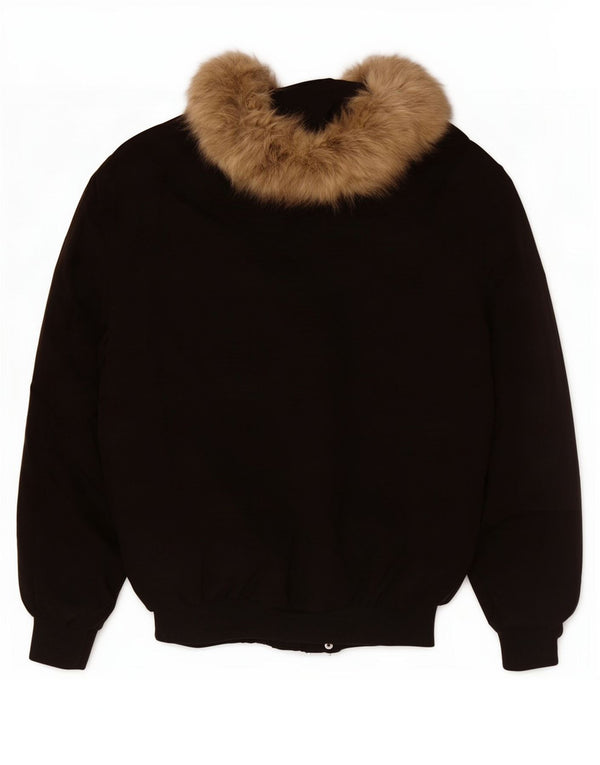 Zara Mens Chaqueta Acolchada Suelta Con Capucha UK 36 Small Poliéster Negro