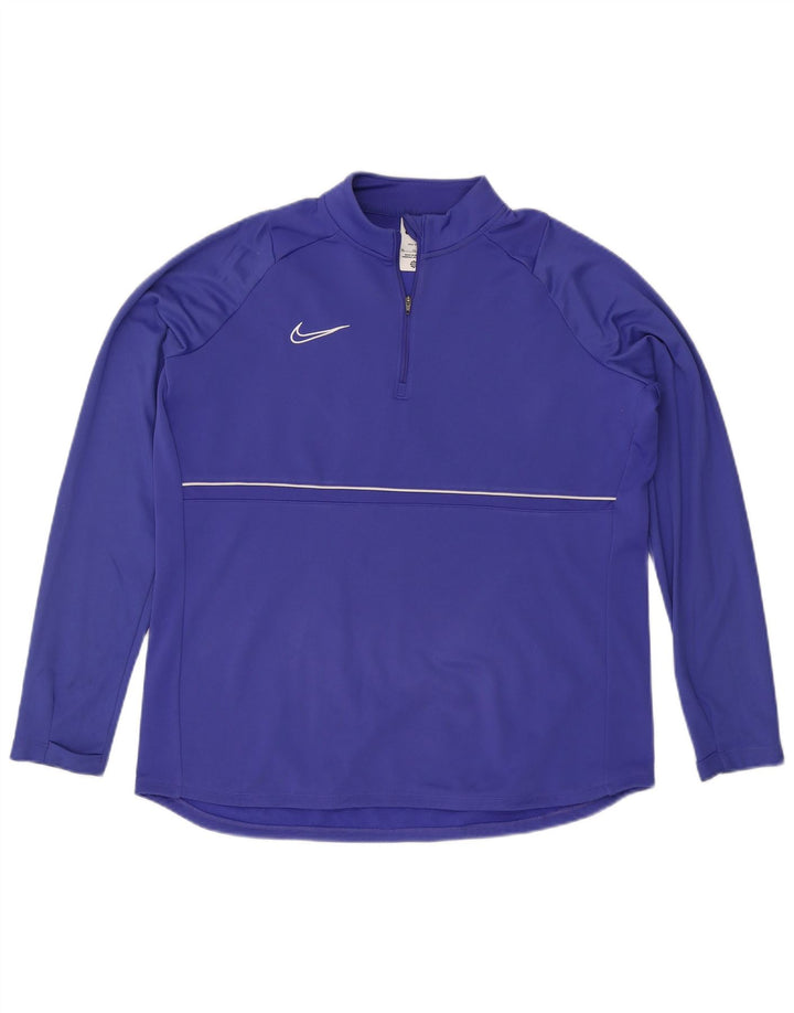 NIKE Hombre Dri Fit Zip Neck Jersey Chándal Top XL Poliéster Azul