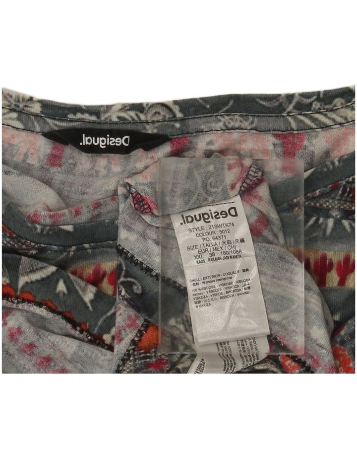 DESIGUAL Camiseta gráfica para mujer Top UK 20 2XL Gris Viscosa
