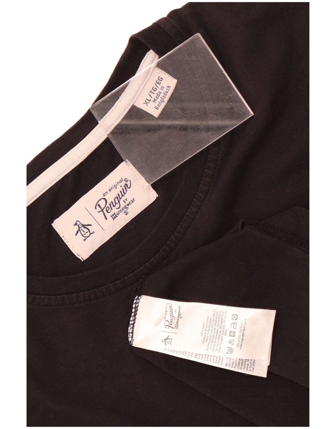 Camiseta Penguin Hombre Top XL Algodón Negro