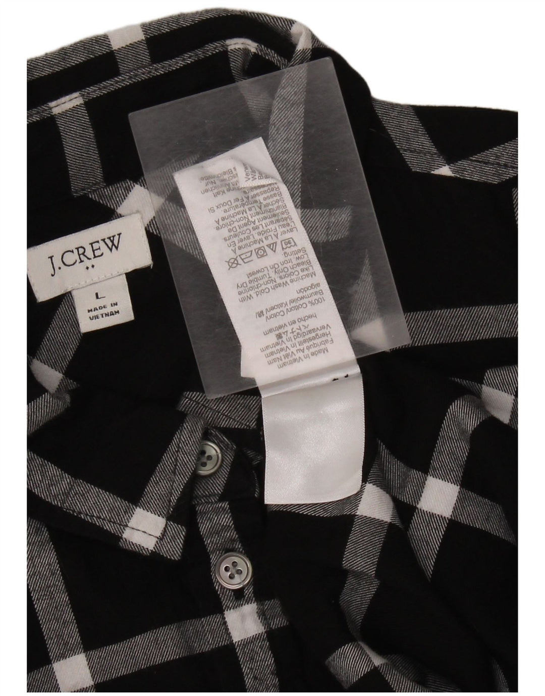 J. CREW Camisa de franela para mujer UK 46 Grande Algodón a cuadros negros