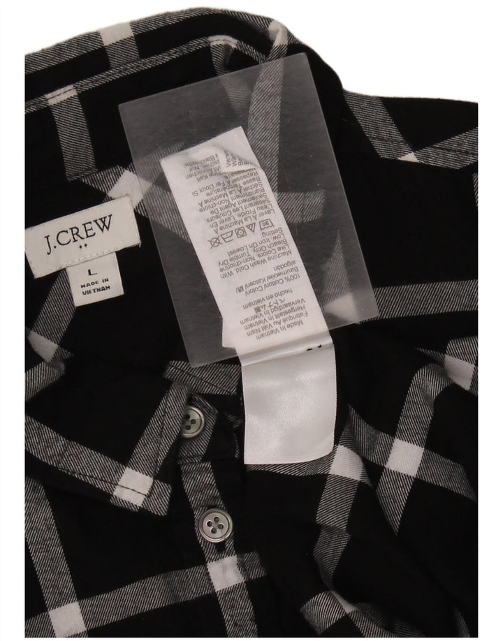 J. CREW Camisa de franela para mujer UK 46 Grande Algodón a cuadros negros