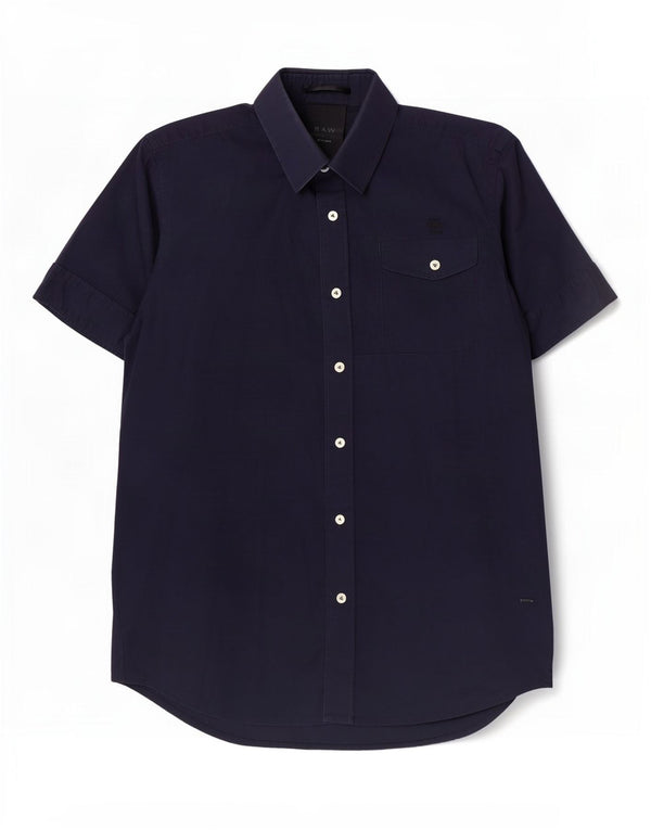 Camisa G-Star Hombre Manga Corta Algodón Azul Marino Medio