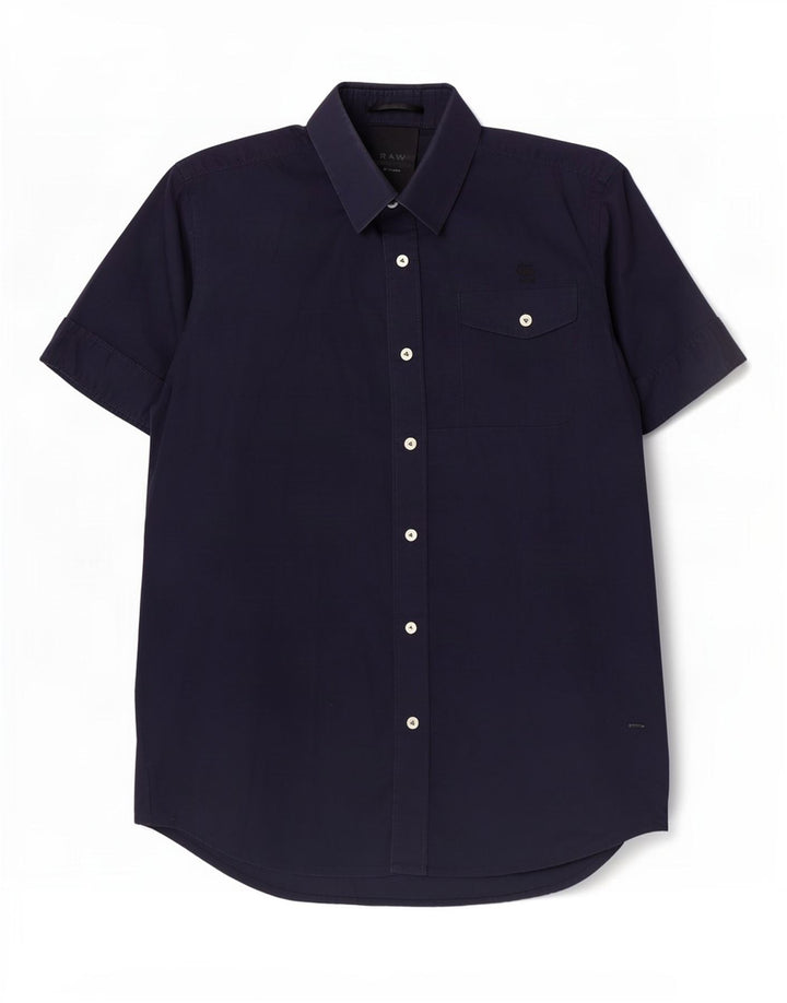 Camisa G-Star Hombre Manga Corta Algodón Azul Marino Medio