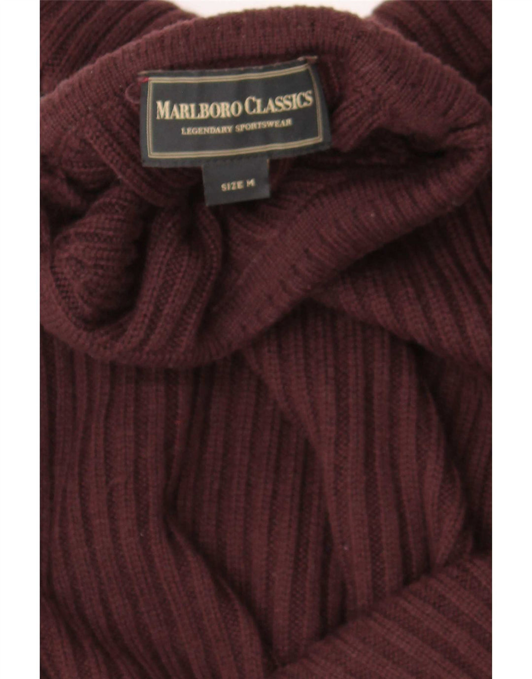 Marlboro Classics - Jersey con cuello alto para hombre, color burdeos mediano