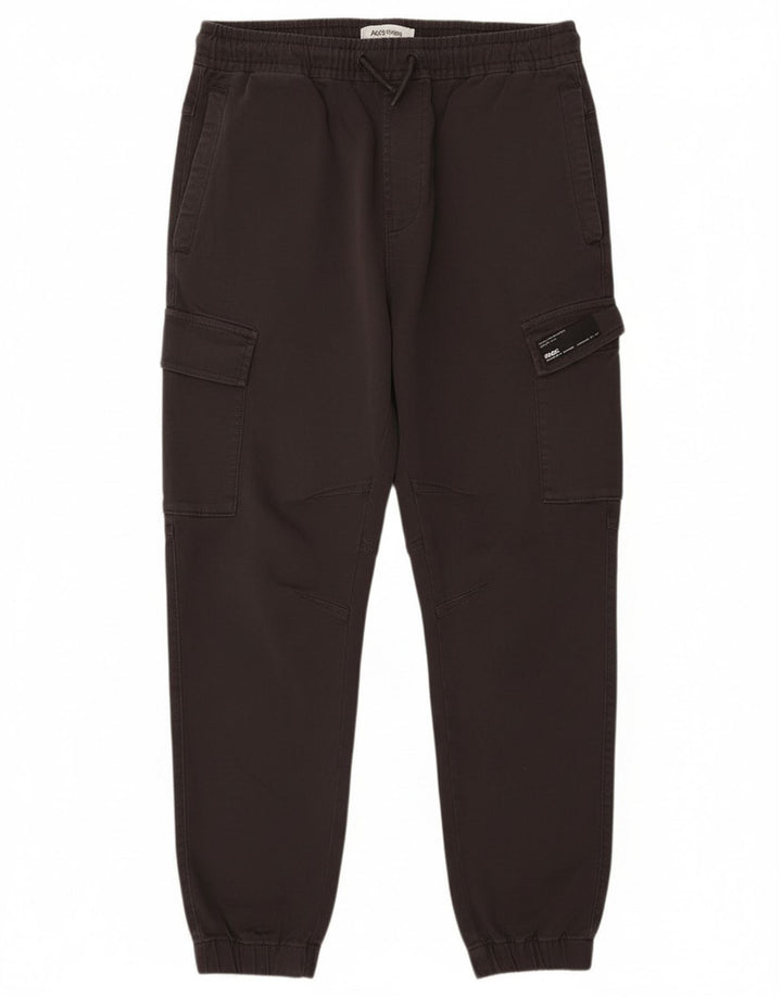 Zara Mens Joggers Cargo Pantalones EU 42 Grande W32 L28 Algodón Negro