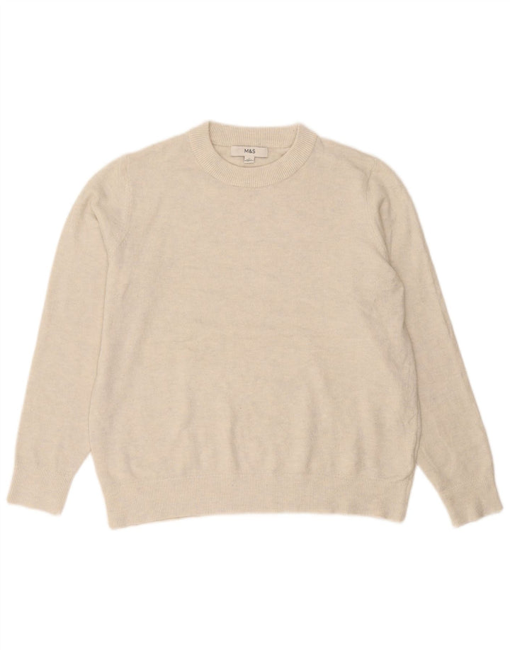 Marks & Spencer Suéter tipo jersey con cuello redondo para mujer UK 14 Medium Off White