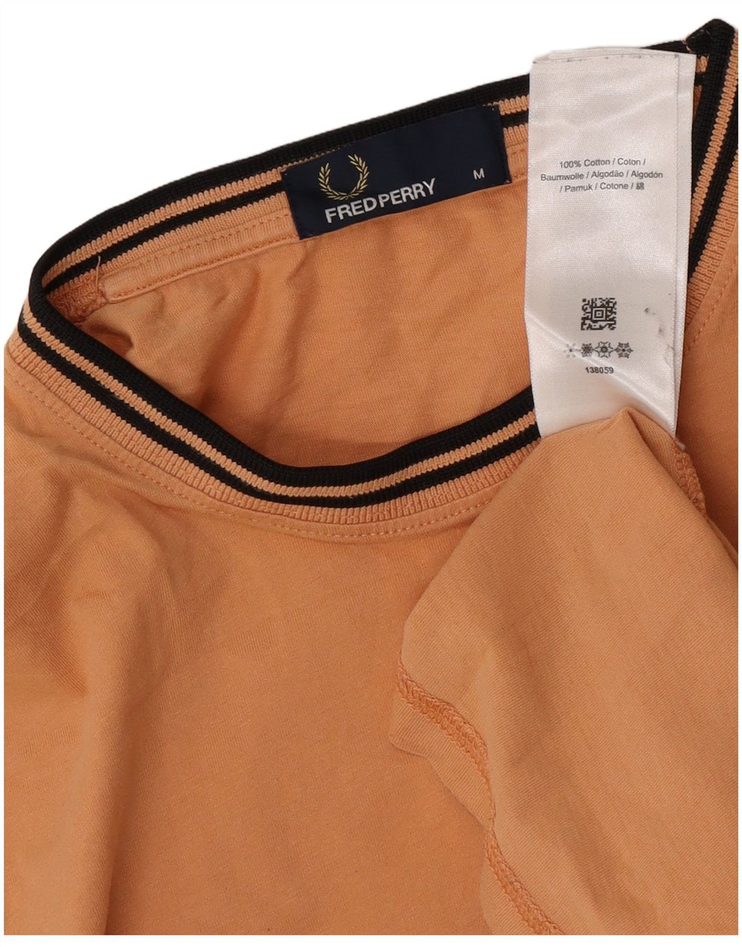Camiseta Fred Perry Hombre Top Algodón Rayas Naranja Medio