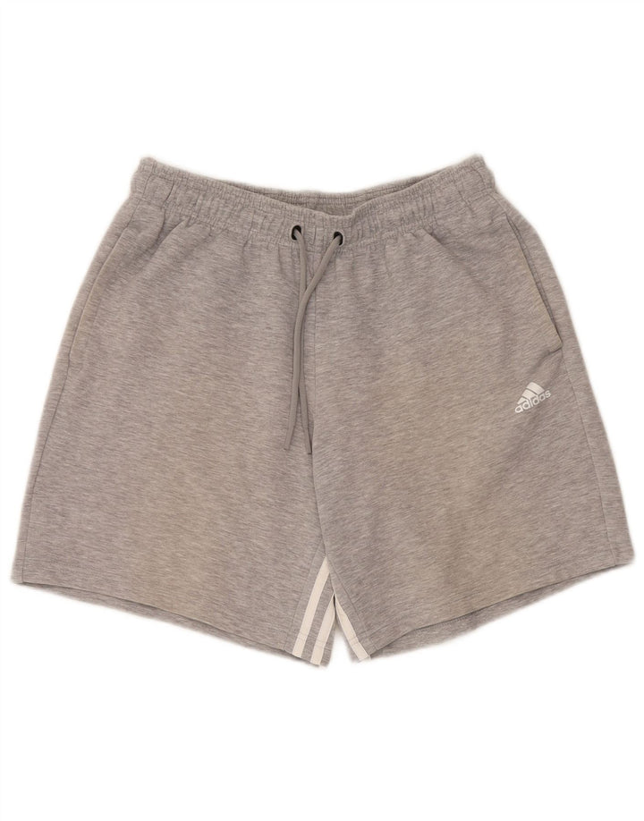Pantalones cortos deportivos Adidas para hombre de algodón gris medio
