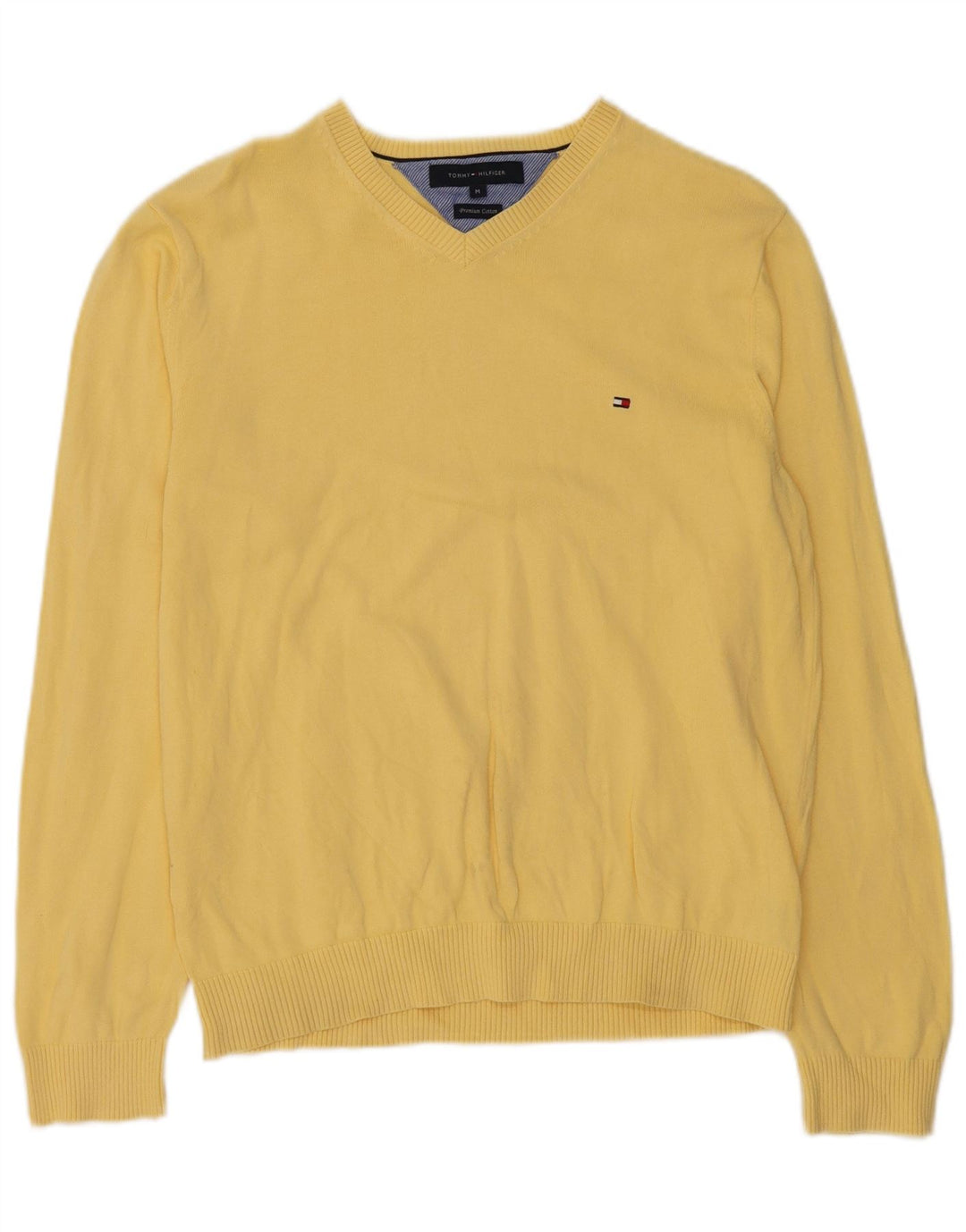 Tommy Hilfiger Jersey con Cuello en V para Hombre de algodón Amarillo Medio
