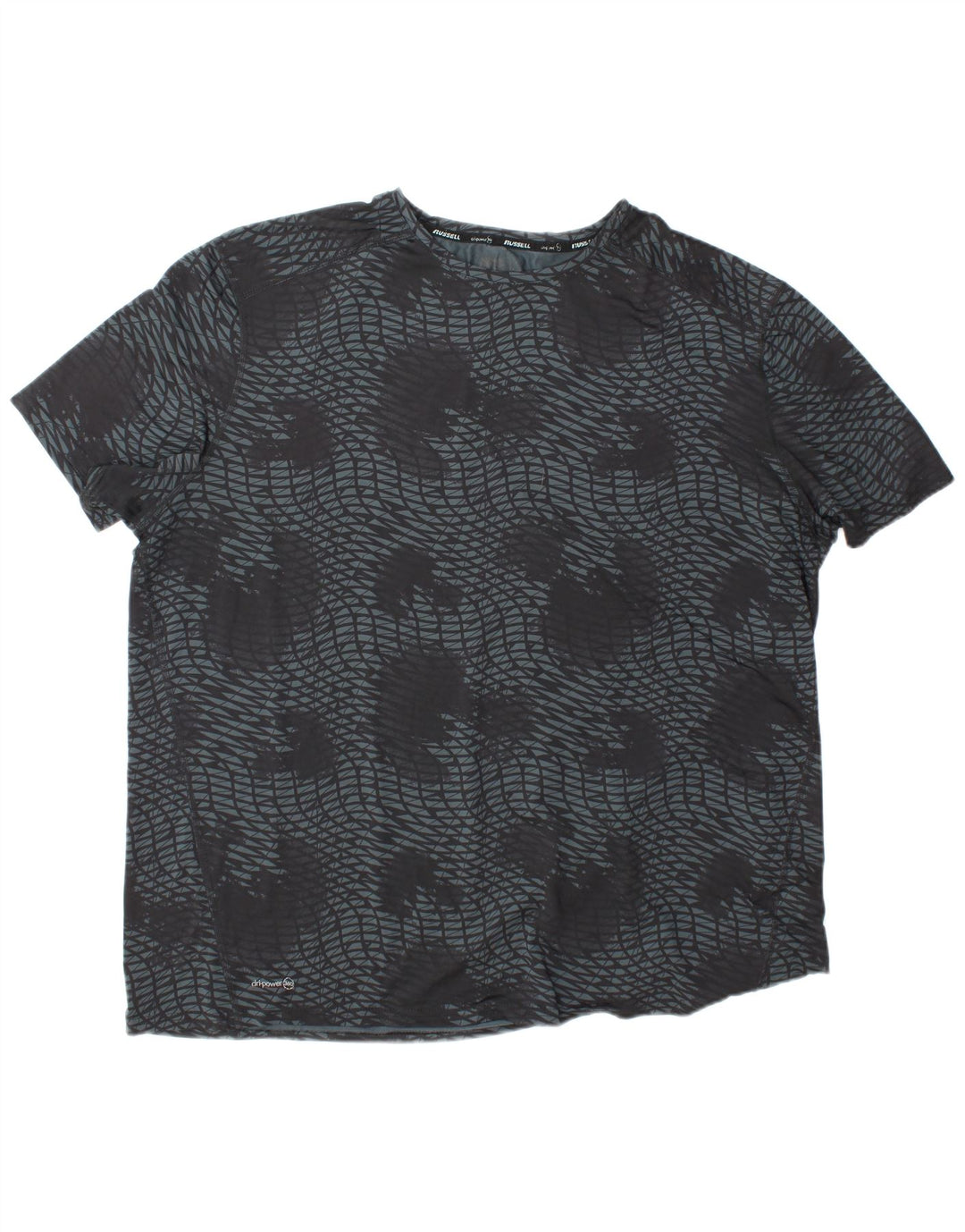RUSSELL ATHLETIC Camiseta Dri-Power para hombre Top 2XL Poliéster geométrico gris