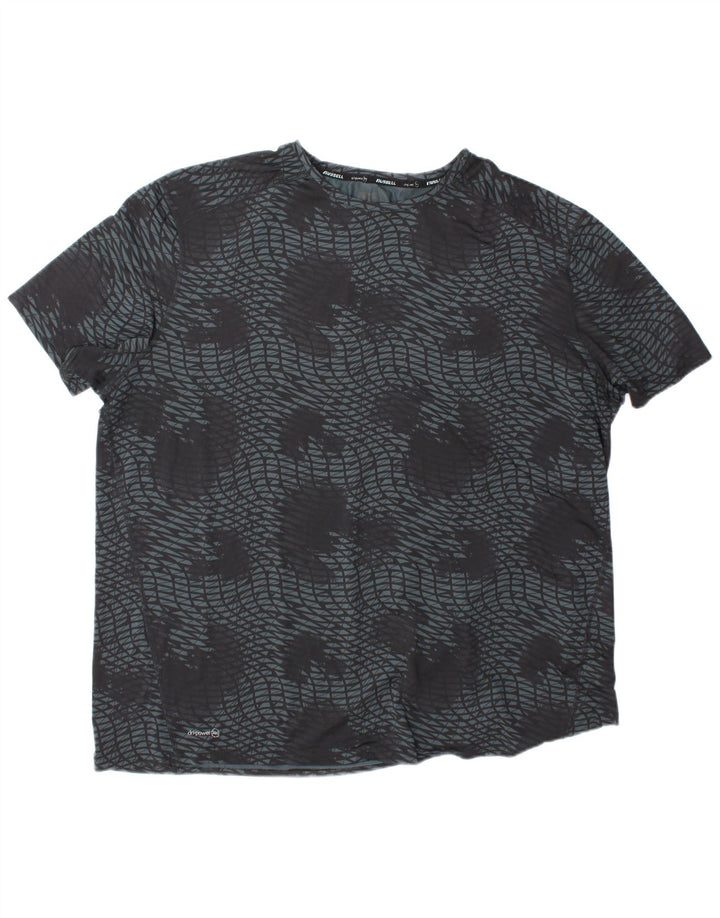 RUSSELL ATHLETIC Camiseta Dri-Power para hombre Top 2XL Poliéster geométrico gris