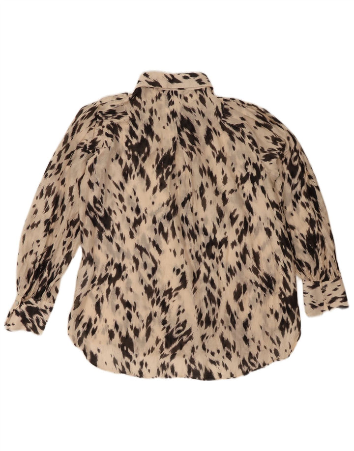 Massimo Dutti Camisa Oversize Mujer EU 34 2XS Blanco Roto Estampado Animal