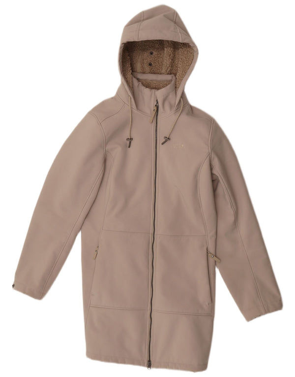 Jack Wolfskin Abrigo cortavientos con capucha para mujer UK 10/12 Medium Beige