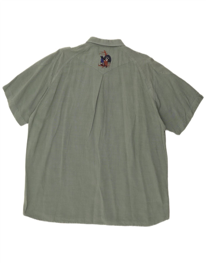 Camisa Vintage Hombre Manga Corta 2XL Verde