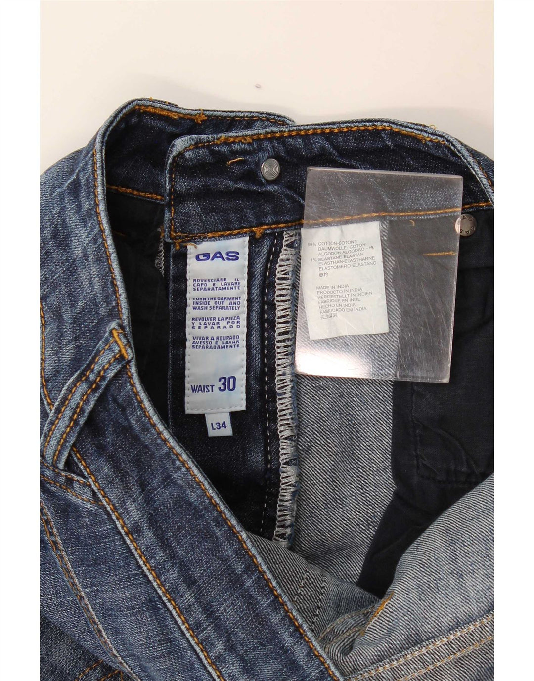 Vaqueros Recto Mujer Gas W30 L29 Algodón Azul