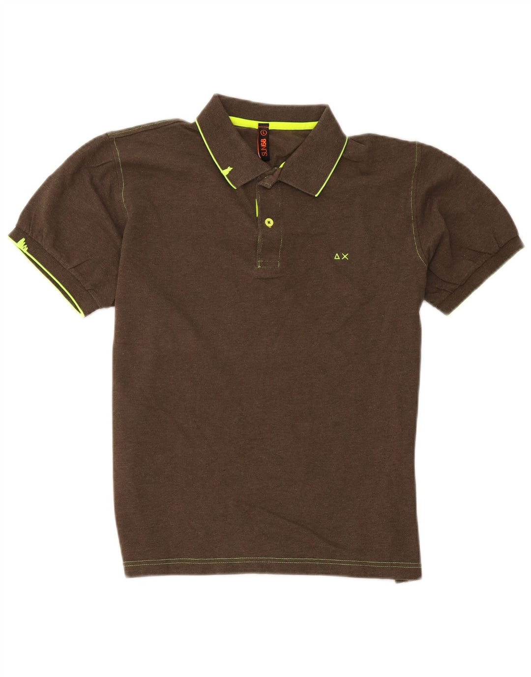 Sun68 Polo para hombre grande de algodón marrón