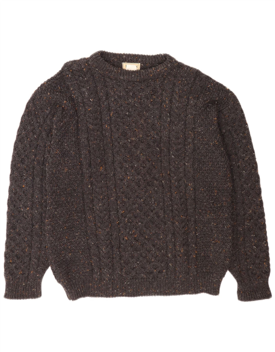 L.L.Bean Jersey con cuello barco para hombre, suéter grande de lana moteada gris
