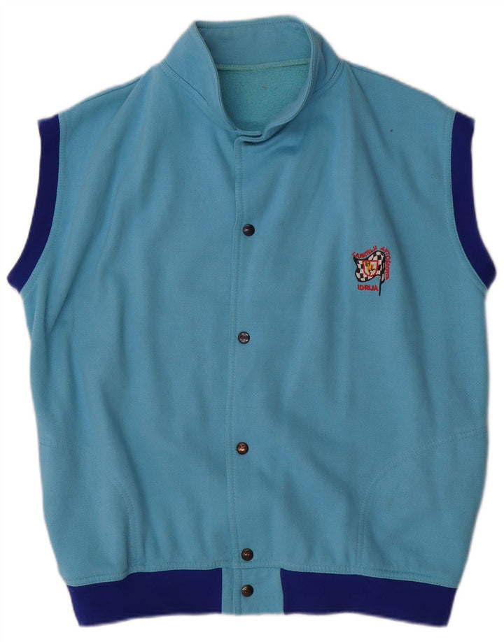 Vintage hombres sin mangas chándal top chaqueta grande azul colorblock