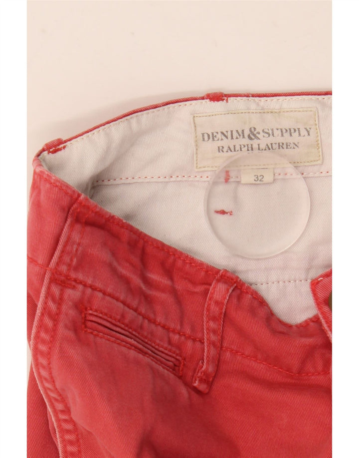 Ralph Lauren Pantalones cortos chinos Denizen para hombre W32 Algodón rojo medio