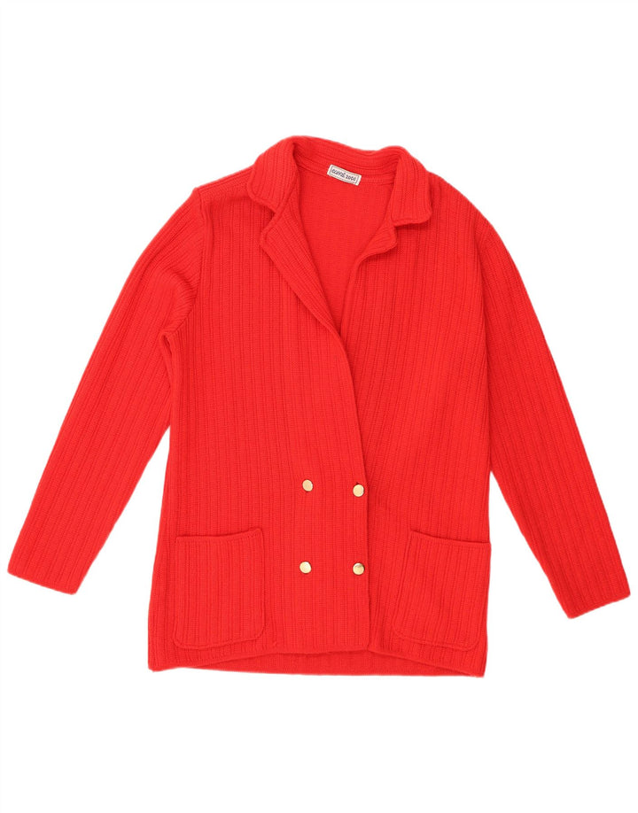 Vintage mujer Cardigan suéter US 6 lana virgen roja mediana