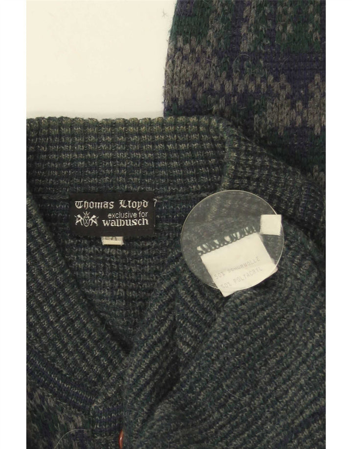 Walbusch Cárdigan para hombre IT 50 Lana geométrica verde medio