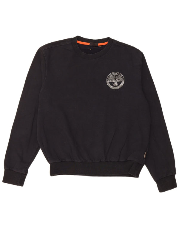 Napapijri Hombre Sudadera Gráfica Jumper Large Algodón Negro