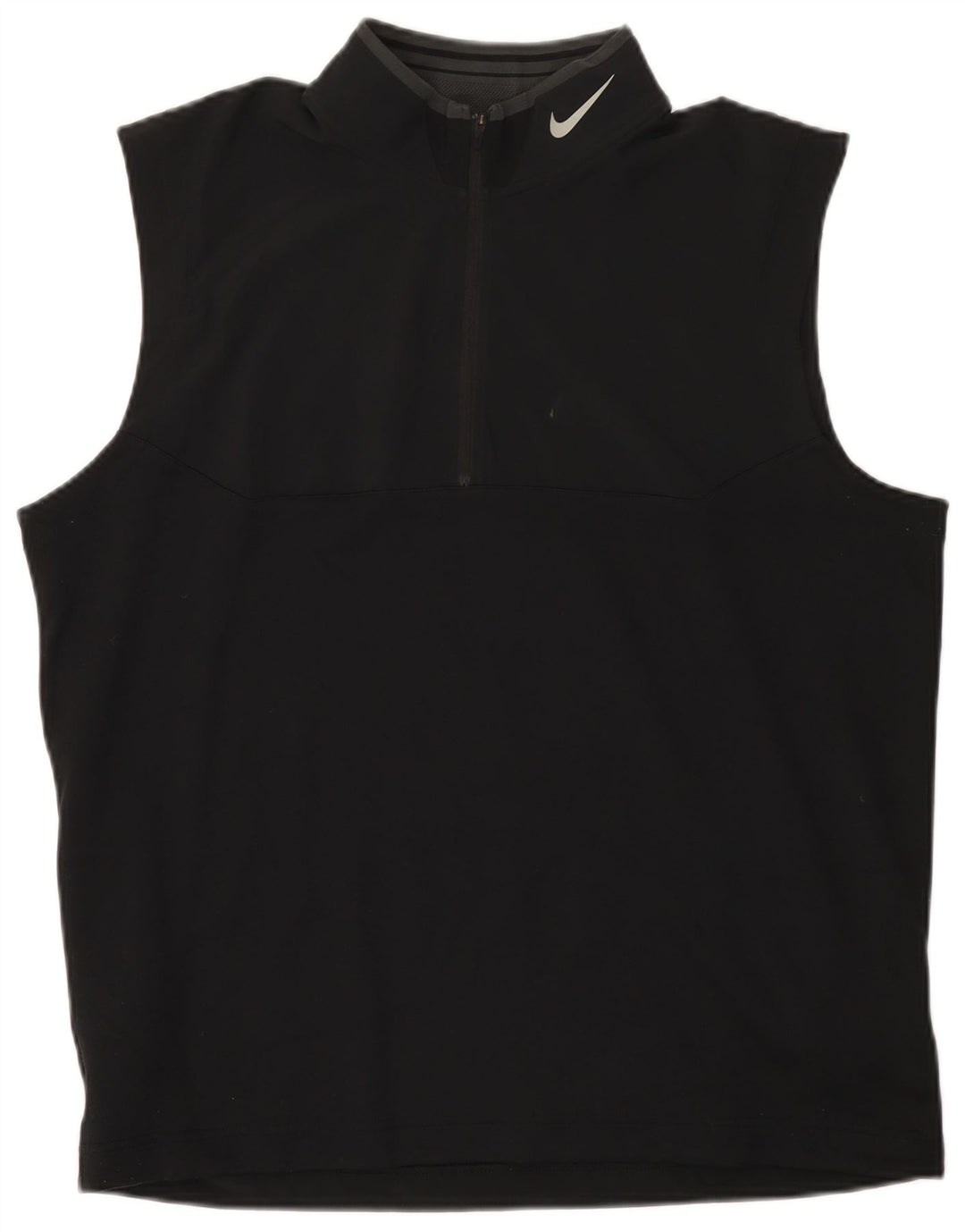 Nike Dri Fit - Camiseta sin mangas con cuello y cremallera para hombre, talla grande, poliéster negro