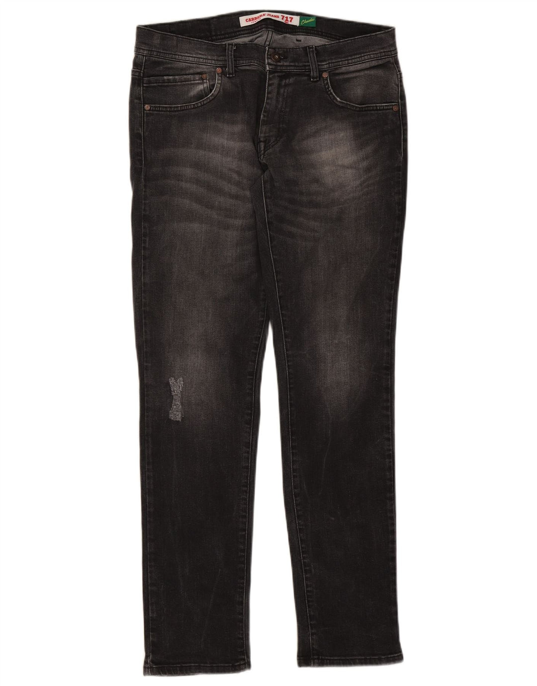 Carrera Mens 717 Vaqueros Slim Desgastados W34 L32 Algodón Negro
