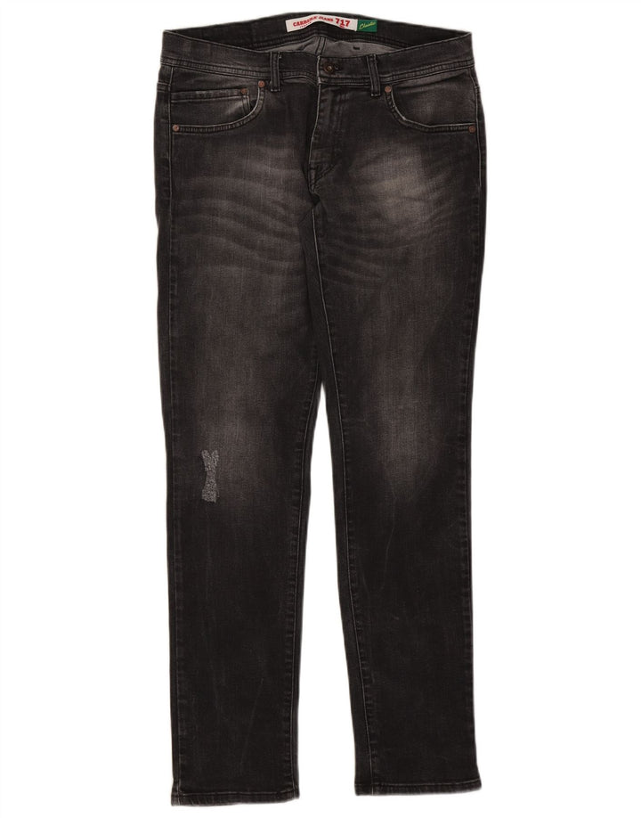 Carrera Mens 717 Vaqueros Slim Desgastados W34 L32 Algodón Negro