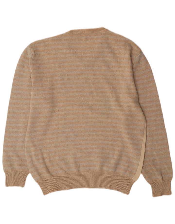 Vintage hombres V-cuello jumper suéter 2XL Beige Argyle/Diamond Lambswool