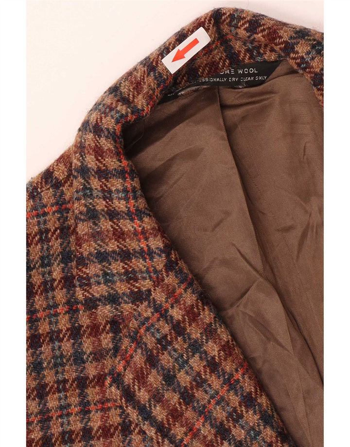 Orvis Chaqueta tipo blazer de 3 botones para hombre UK 38 Marrón medio Pata de gallo