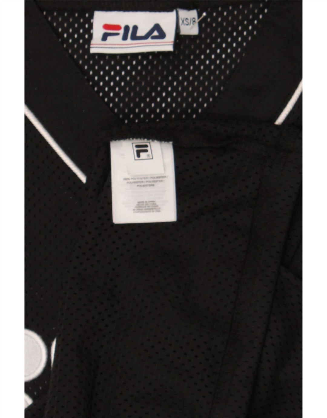 Fila Top de punto gráfico extragrande para mujer UK 6 XS Poliéster negro