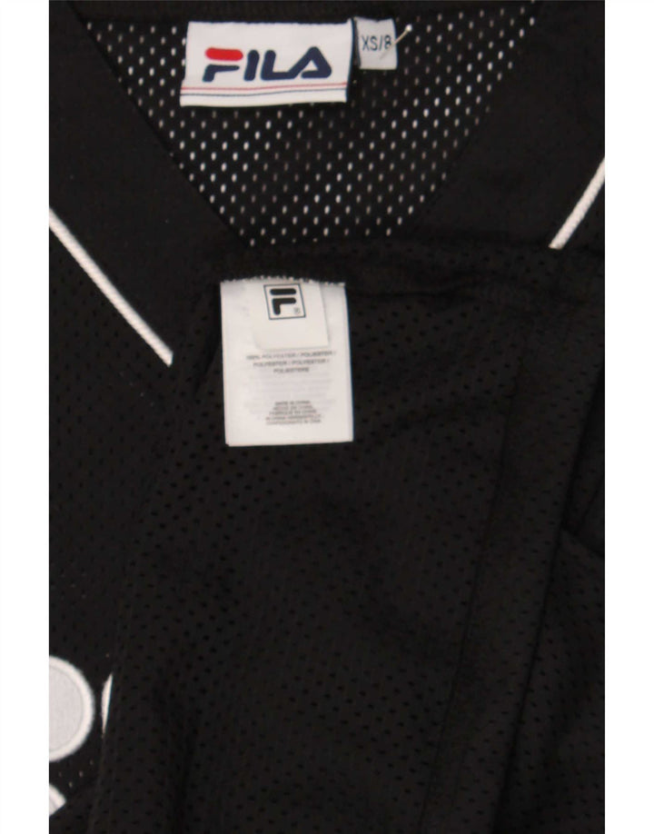 Fila Top de punto gráfico extragrande para mujer UK 6 XS Poliéster negro