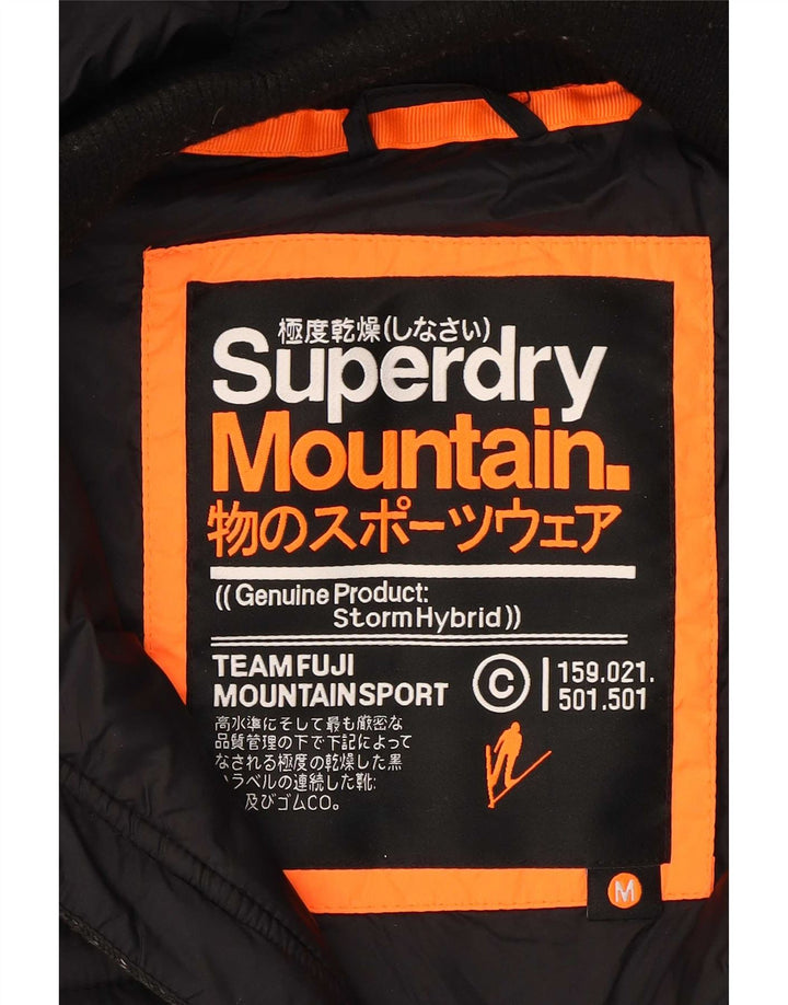 Superdry Chaqueta Acolchada Con Capucha Para Mujer UK 44 Poliéster Moteado Negro Mediano
