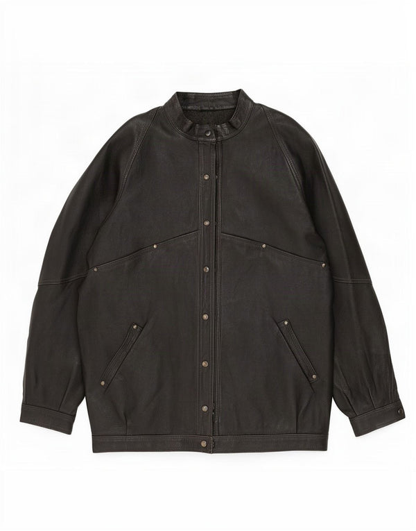 Vintage mujer chaqueta de cuero Reino Unido 14 grande negro