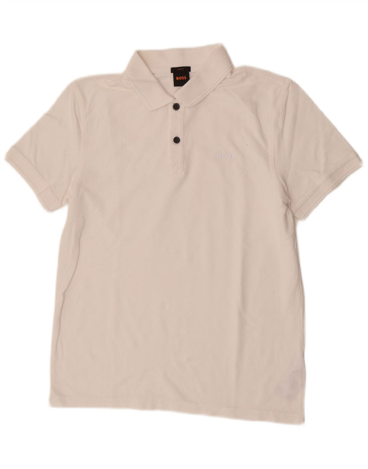 Polo Hugo Boss Hombre Slim Fit Algodón Blanco Medio