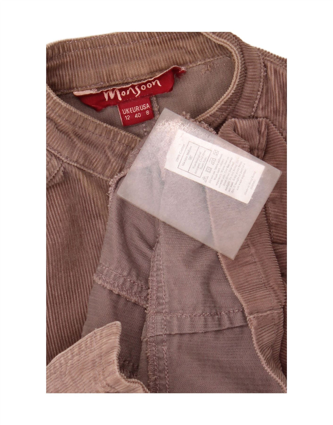 Monsoon Chaqueta corta de pana para mujer UK 42 Algodón marrón medio