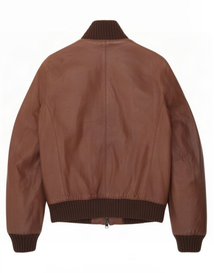 Chaqueta bomber de cuero para hombre Zen IT 48 Marrón medio