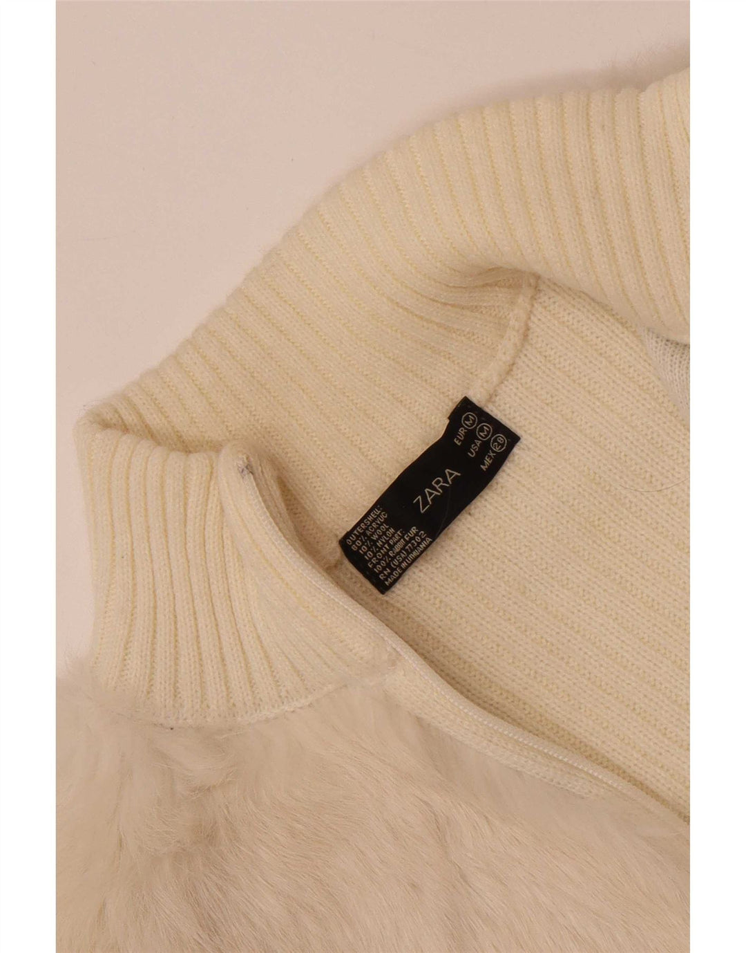 Zara Mujer Cárdigan Suéter UK 12 Medium Off White Acrílico